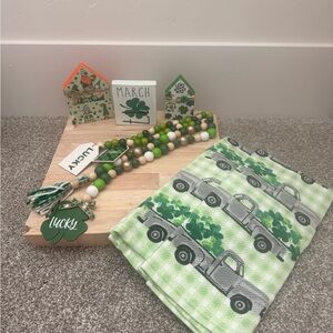 Shamrock Truck Kitchen Towel Set, Beaded Garlands & Block Houses & Date Block